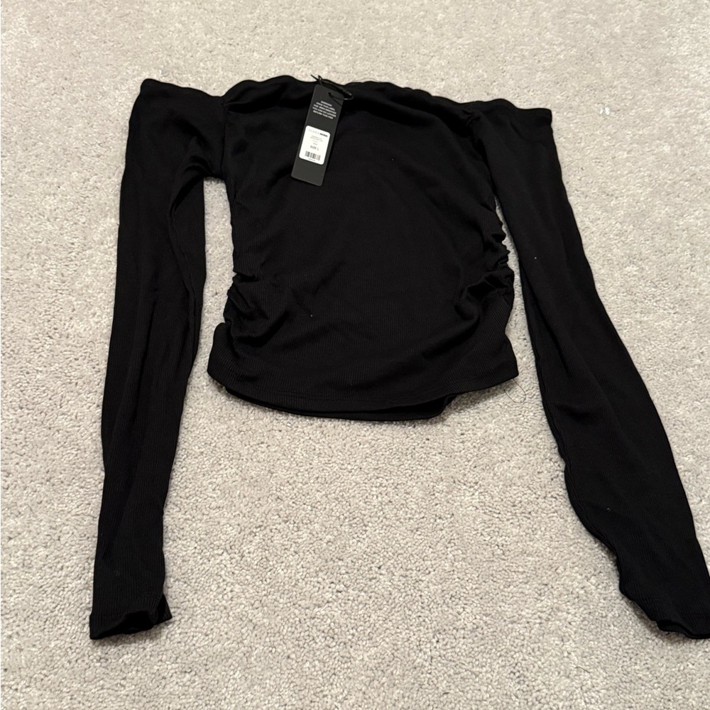 Black Off The Shoulder Long Sleeve Top